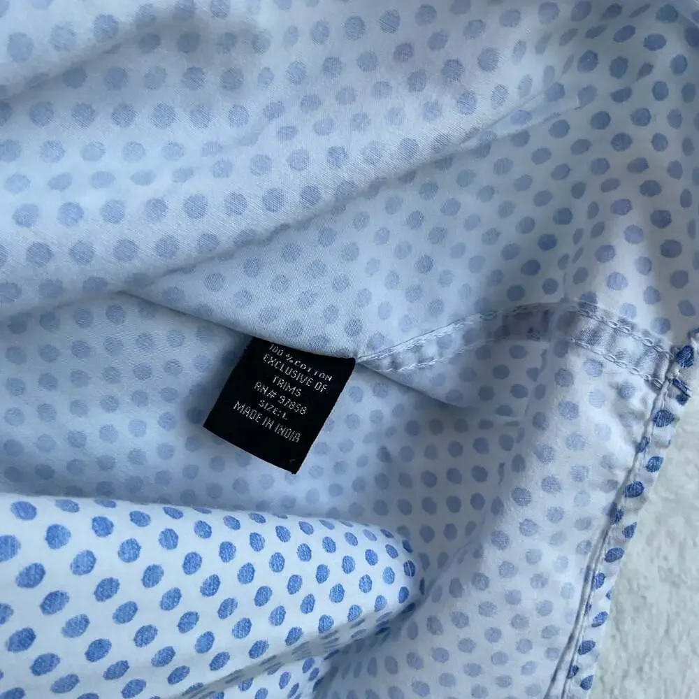 Smash Men's Blue Polka Dot Long Sleeve Button Up Dress Shirt Size L